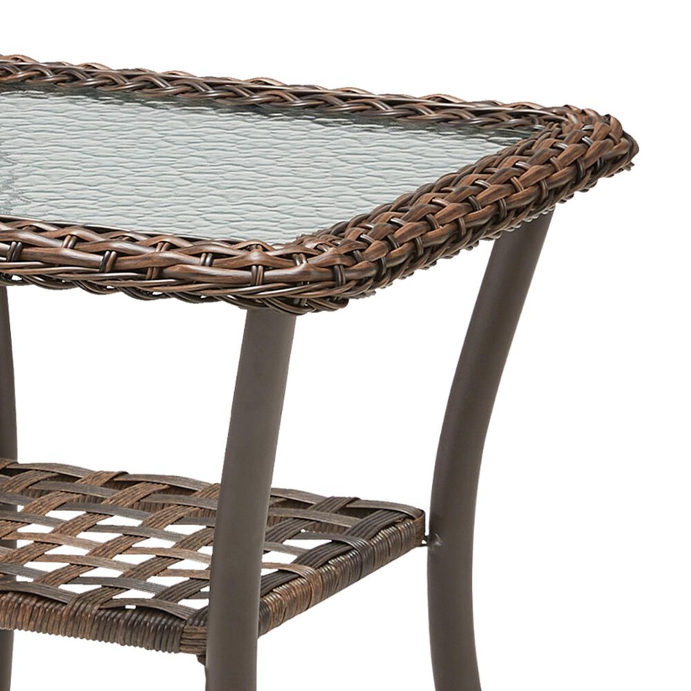 Hearth and Haven Outdoor Square Side Table with Glass Top in Brown, , large