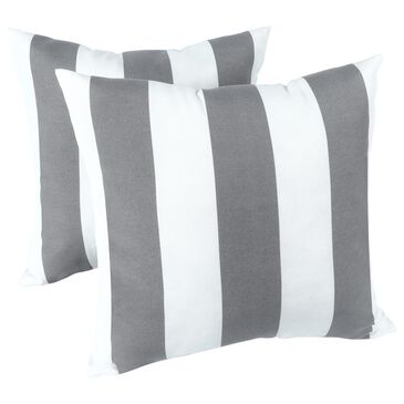 Hearth and Haven 18" x 18" Outdoor Cotton Stripe Throw Pillow in Grey and White (Set of 2), , large