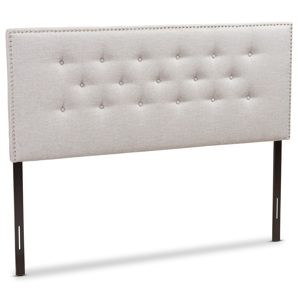 Baxton Studio Windsor Full Upholstered Headboard in Greyish Beige, , large