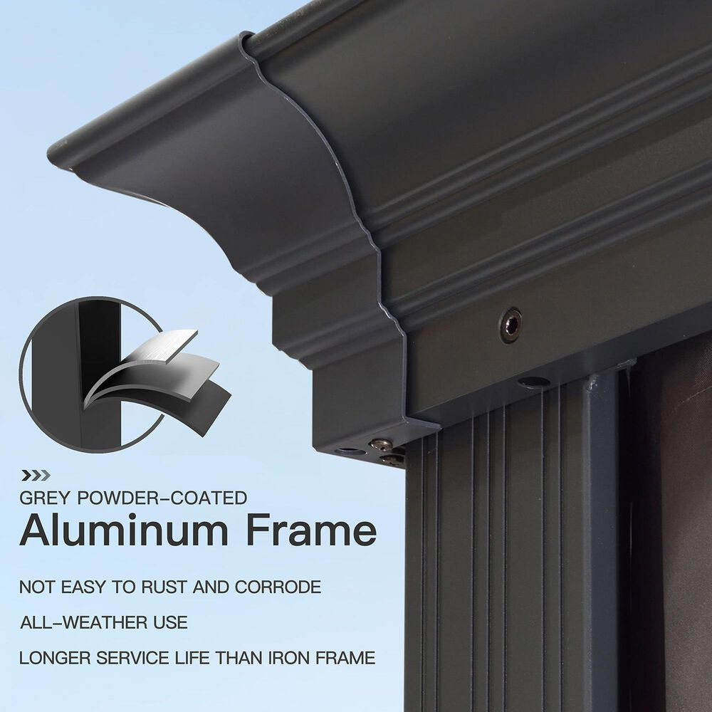 HOMLUX 13-ft x 13-ft Hardtop Roof Patio Gazebo in Gray with Hardtop Roof (Screen Included), , large