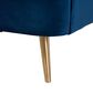 Baxton Studio Emeline Arm Chair with Brushed Gold Frame in Navy Blue, , large