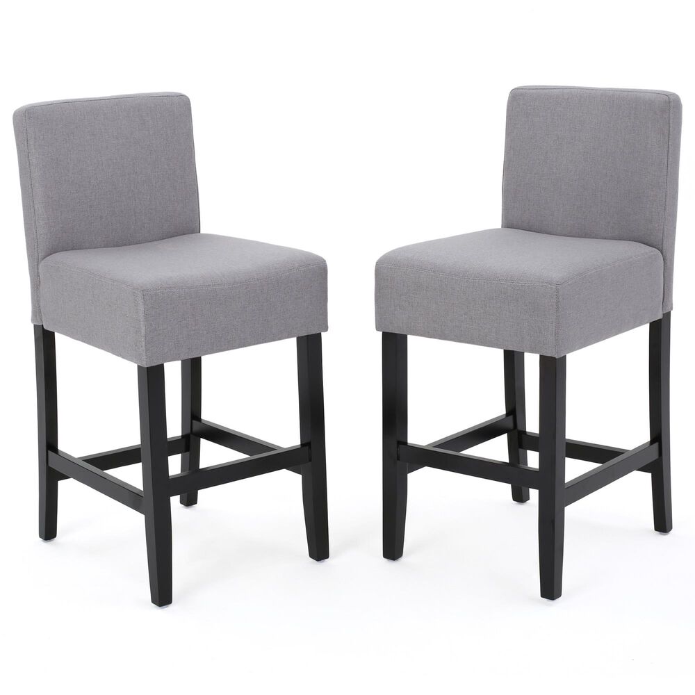 Noble House Lopez Counter Stool with Light Gray Cushion (Set of 2), , large