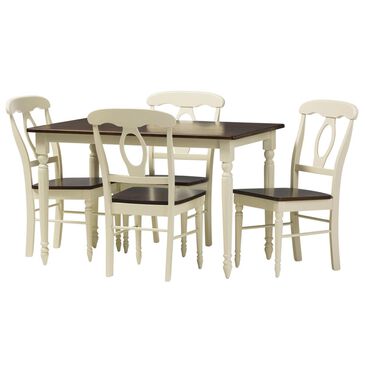 Baxton Studio Napoleon 5-Piece Dining Set in Antique Cherry and Buttermilk, , large