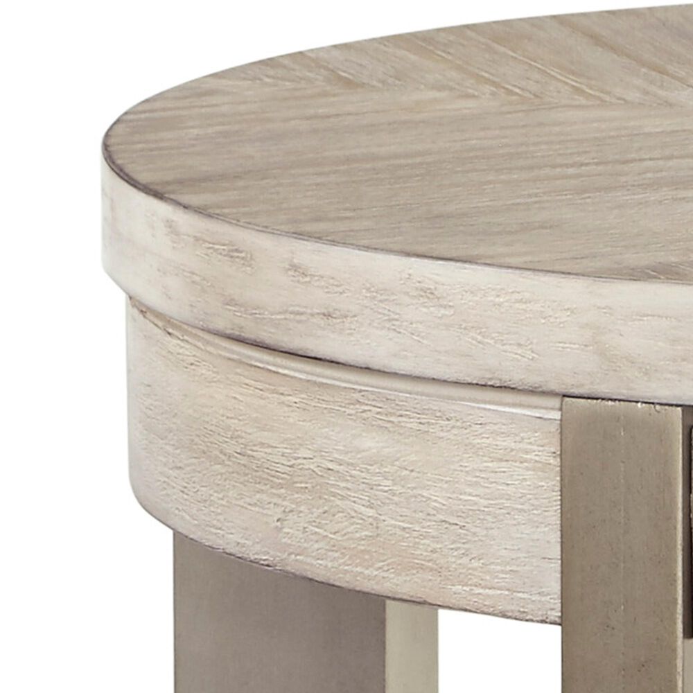 Signature Design By Ashley Urlander Round End Table In Whitewash Nebraska Furniture Mart