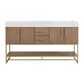 37B Mauri 60" Double Bathroom Vanity with Metal Base in Walnut Drift with High-Profile 4" White Composite Stone Top, , large