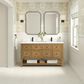 James Martin Vanities Breckenridge 60" Double Bathroom Vanity in Light Natural Oak with Single Hole 3 cm White Zeus Quartz Top and Rectangular Sinks, , large