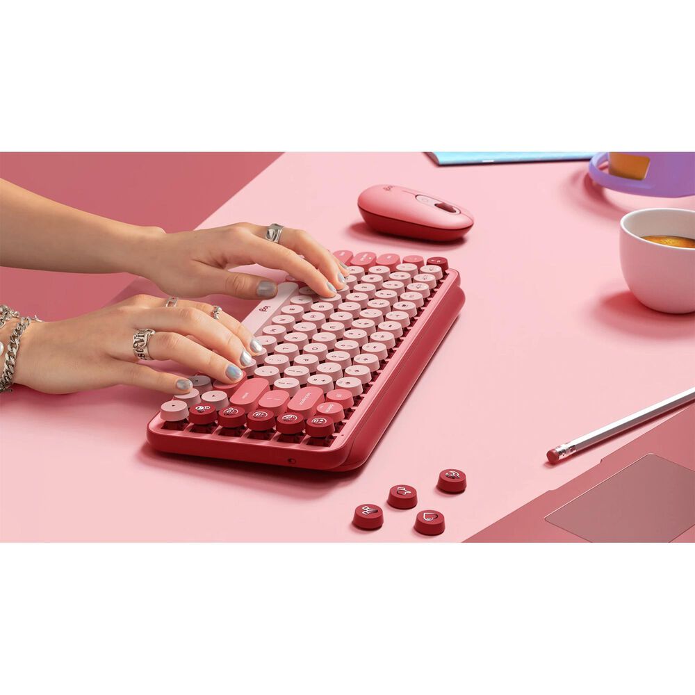 Logitech Pop Emoji Wireless Keyboard in Pink, , large