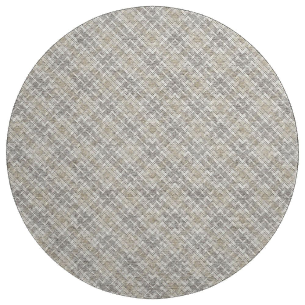 Dalyn Rug Company Soft Essentials Plaid Taupe 8' Round Indoor/Outdoor Area Rug, , large