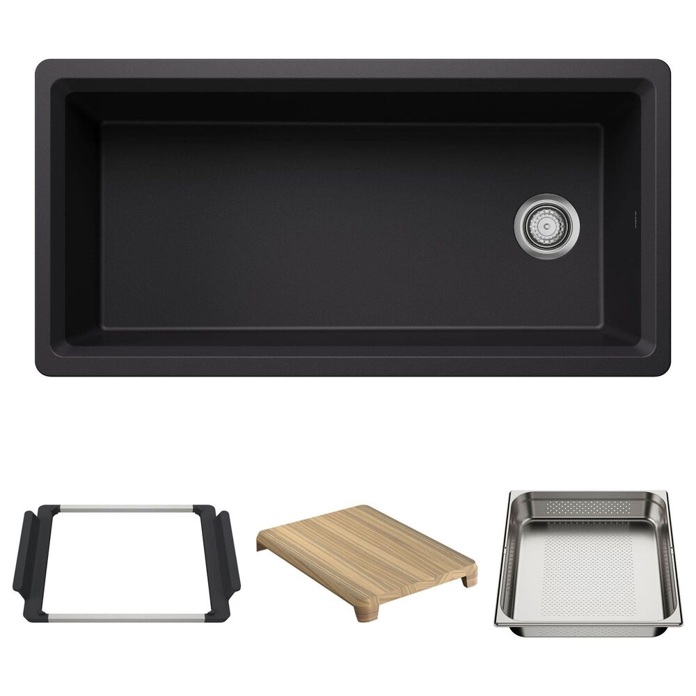Blanco Inteos 39" Undermount Single Bowl Kitchen Sink in Coal Black, , large