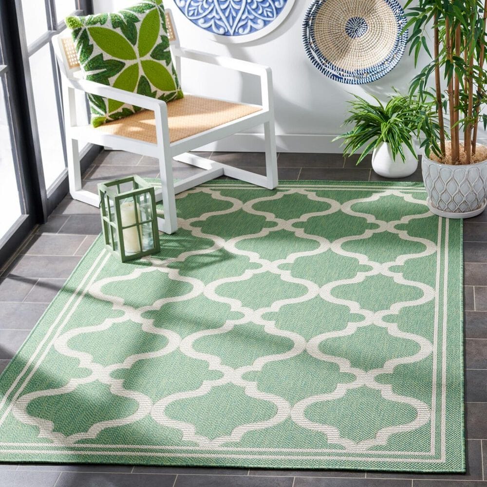 Safavieh Bermuda 9&#39; x 12&#39; Green and Beige Indoor/Outdoor Area Performance Rug, , large