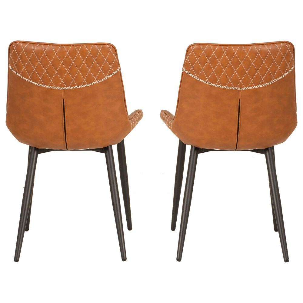 Linon Home Decor Edler Side Chair with Brown Upholstery in Black (Set of 2), , large