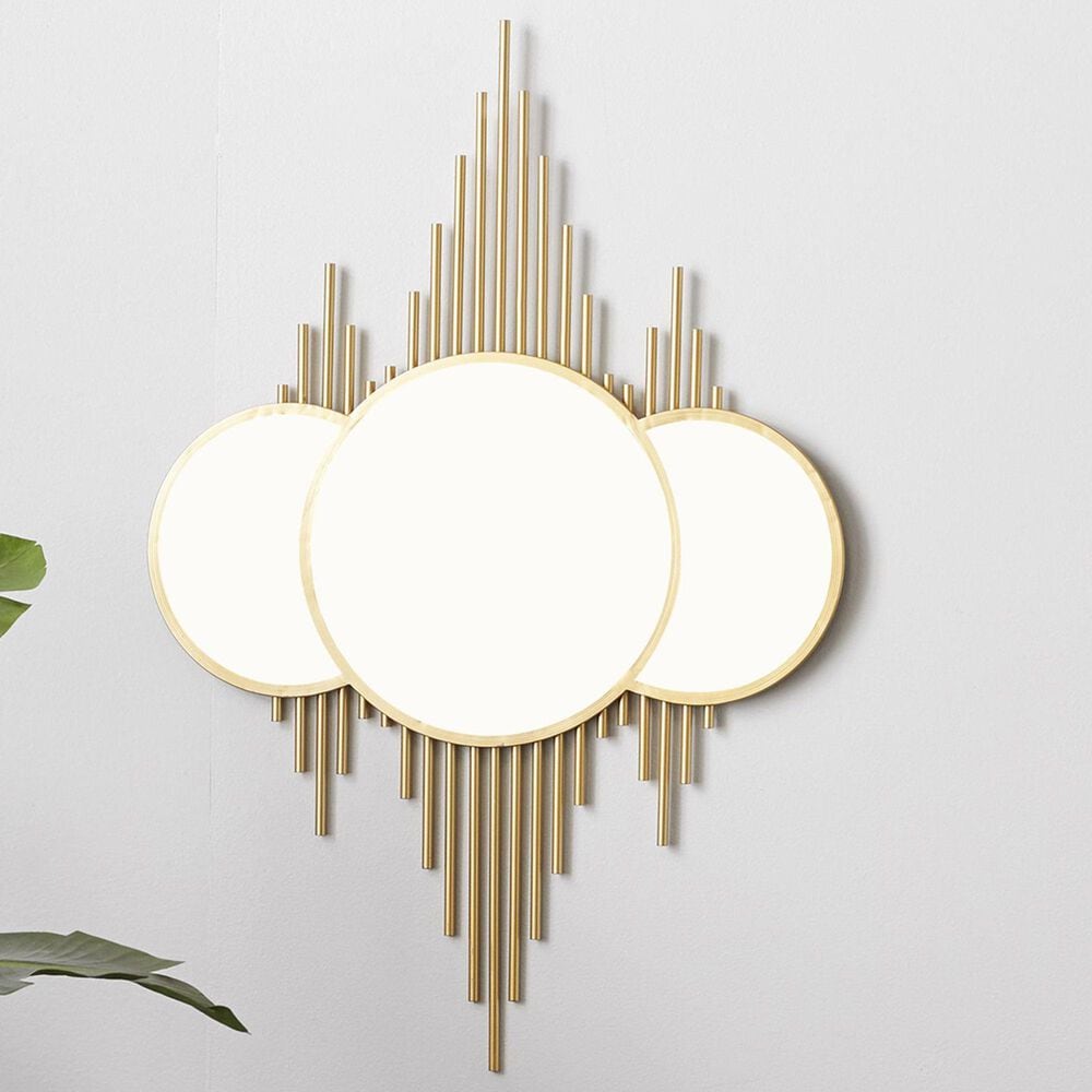 Maple and Jade Metal Geometric Wall Mirror in Gold, , large