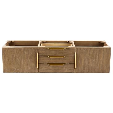 James Martin Mercer Island 59" Double Bathroom Vanity Cabinet in Latte Oak with Brushed Gold Hardware, , large