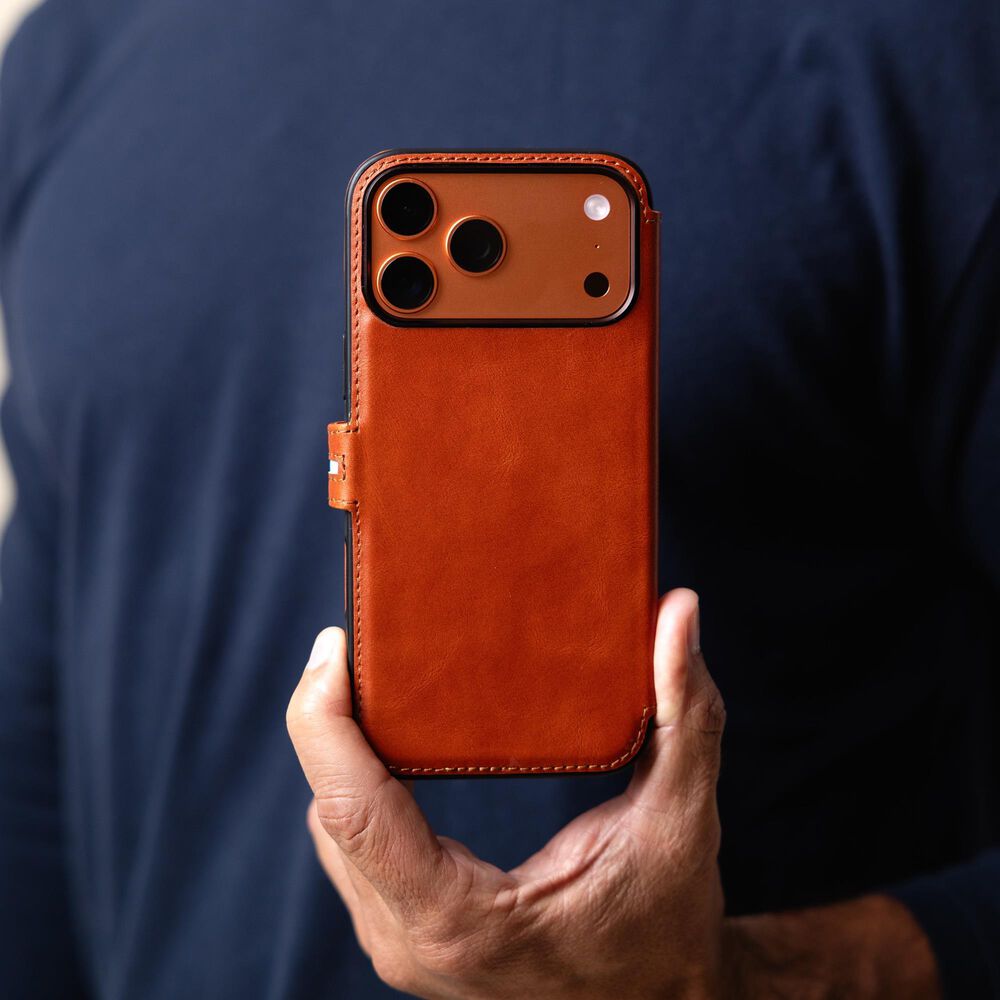 Bluebonnet Cases The Executive Leather iPhone 17 Pro Wallet Case Folio - Tuscan Tan, , large