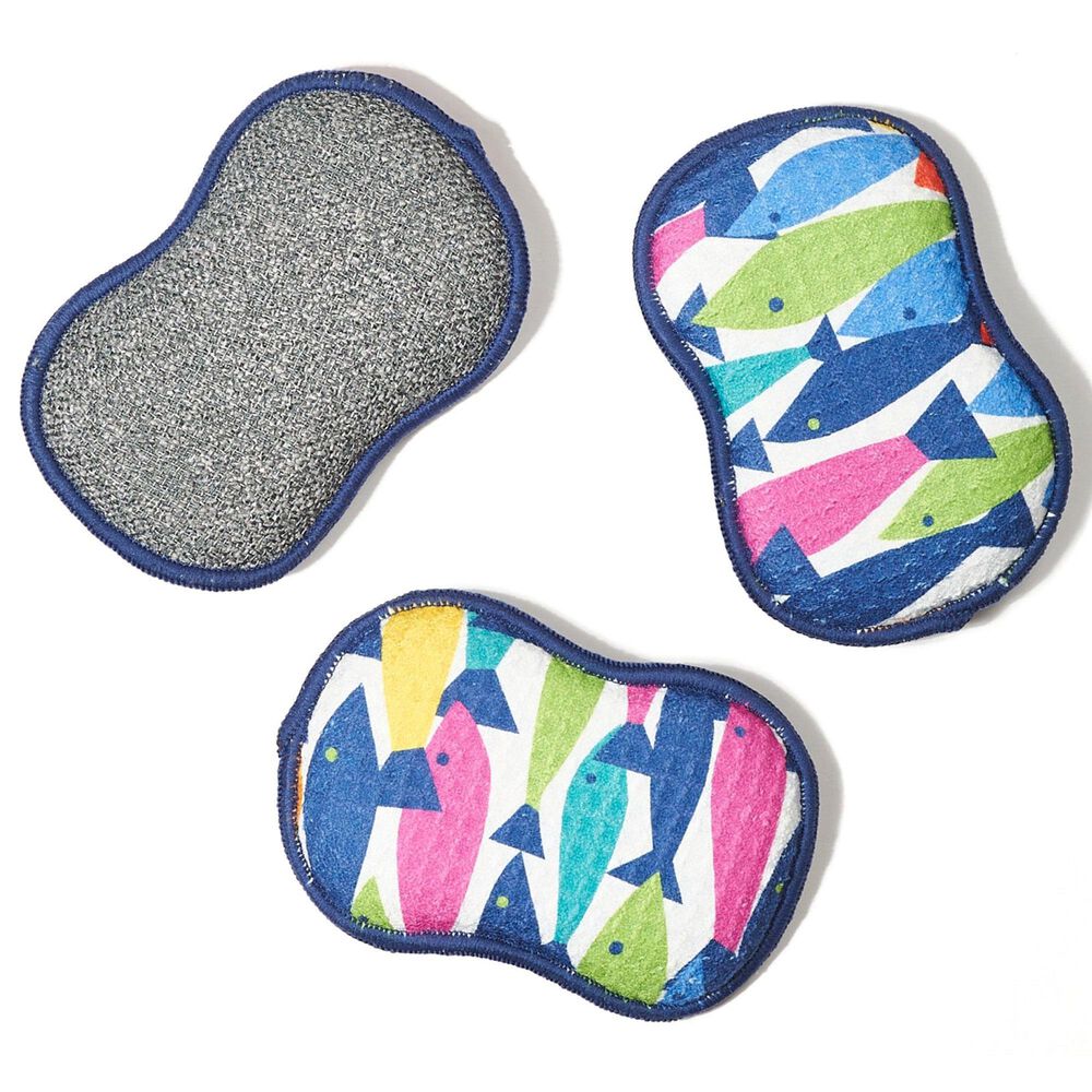 Once Again Home Fish Reusable Sponges in Multicolor &#40;Set of 3&#41;, , large