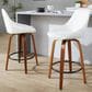 LumiSource Diana 26" Swivel Counter Stool with White Faux Leather Upholstery in Walnut and Black (Set of 2), , large