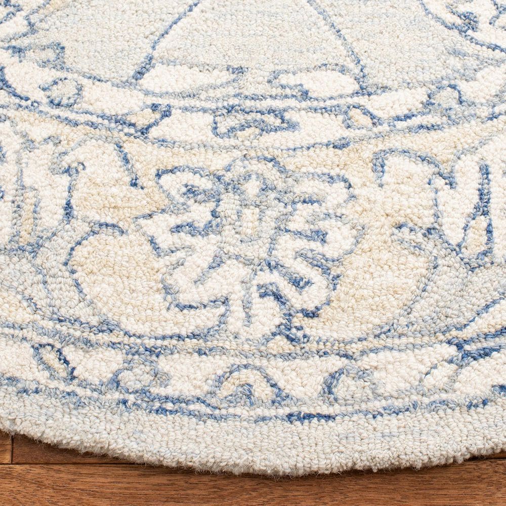 Safavieh Micro-Loop 3&#39; Round Blue and Beige Area Rug, , large
