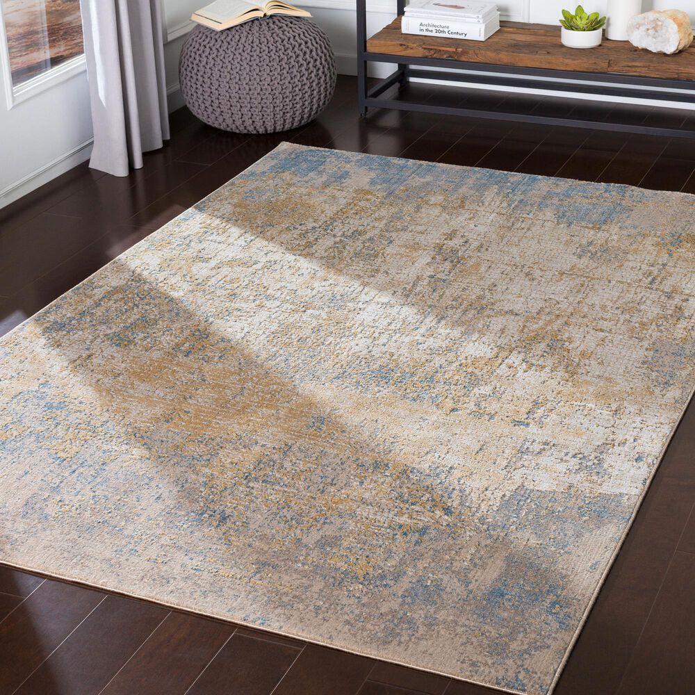 Surya Aisha 2&#39;7&quot; x 4&#39;11&quot; Light Blue, Medium Brown, Tan and Mustard Area Rug, , large