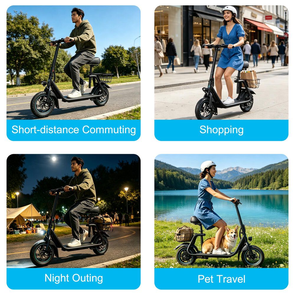 HOMLUX 450W 20-Mile Adults Electric Scooter LED Display in Black, , large