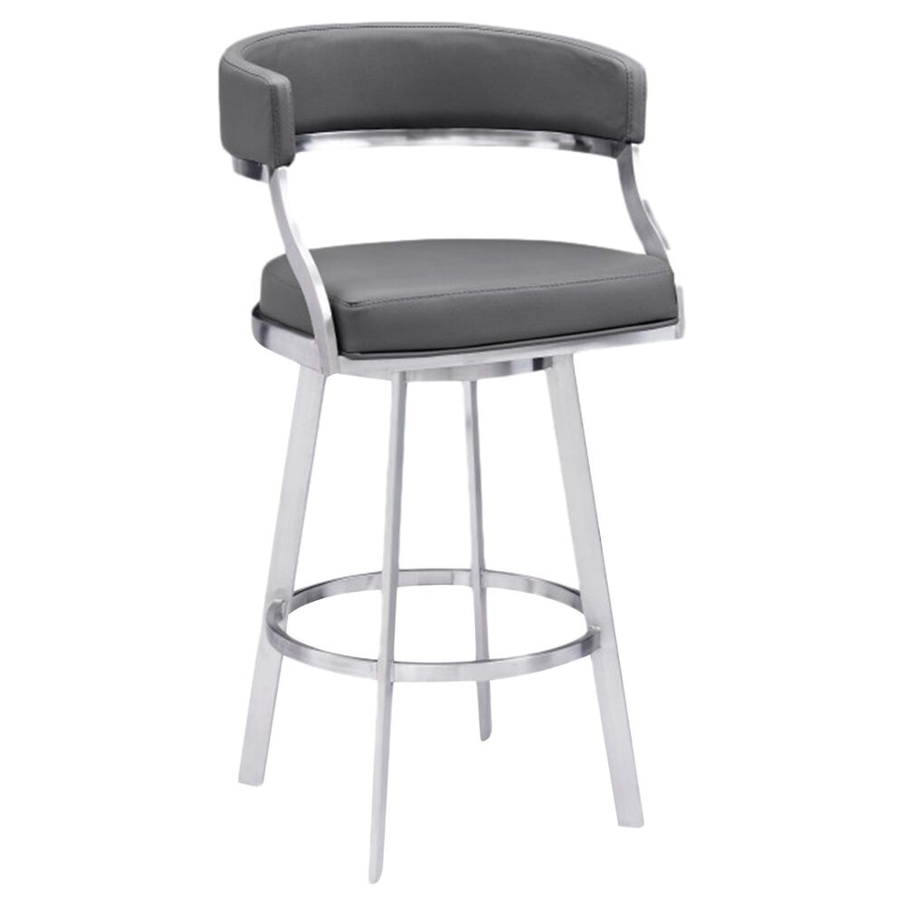 Blue River Saturn 26" Counter Height Barstool in Grey Faux Leather , , large