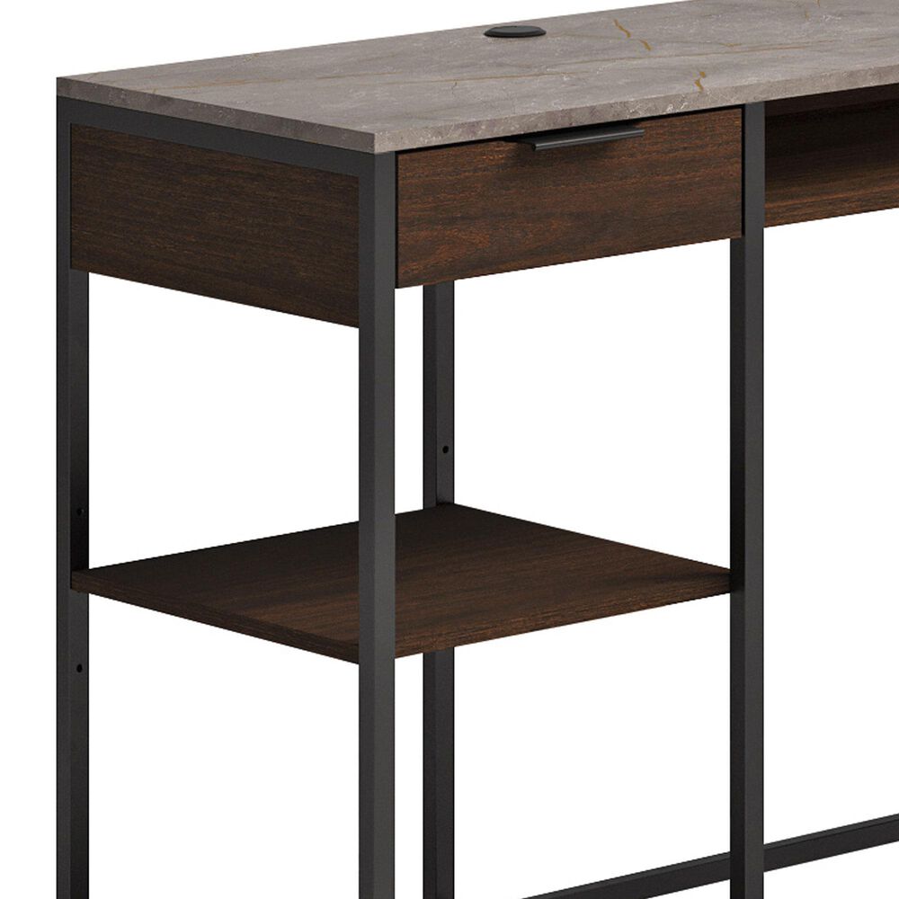 Hearth and Haven 2-Drawer L-Shaped Desk in Brown and Grey, , large