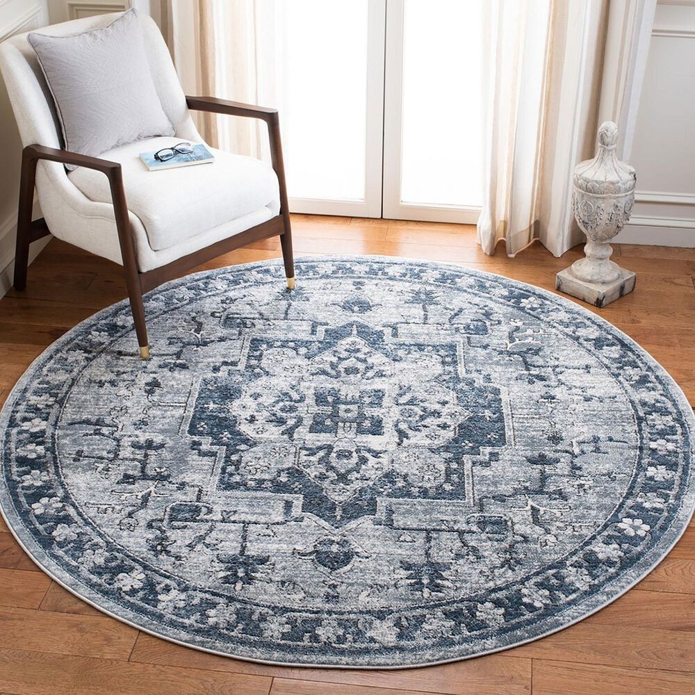 Safavieh Oregon 6&#39;7&quot; Round Navy and Ivory Area Rug, , large