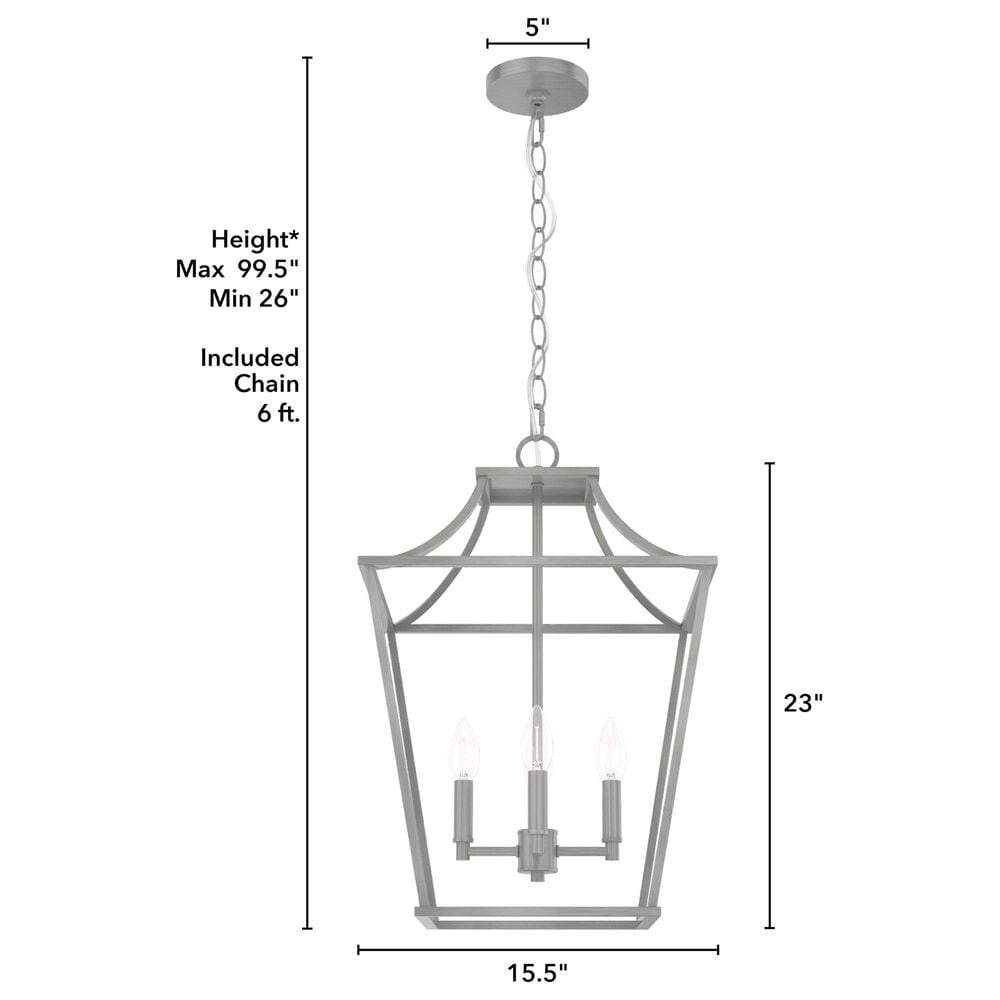 Hunter Laurel Ridge 15&quot; 4-Light Lantern Pendant in Brushed Nickel, , large
