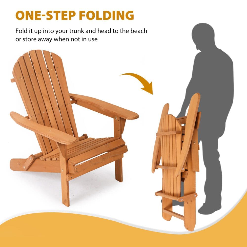 Furniture of America Raye Folding Patio Adirondack Chair in Natural, , large