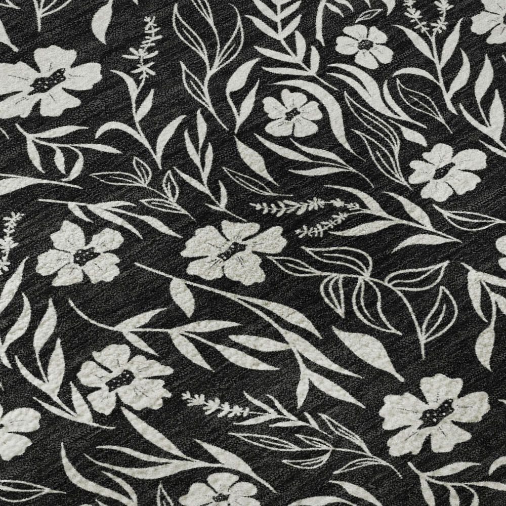 Dalyn Rug Company Soft Essentials Floral Black 2'3" x 7'6" Indoor/Outdoor Runner, , large