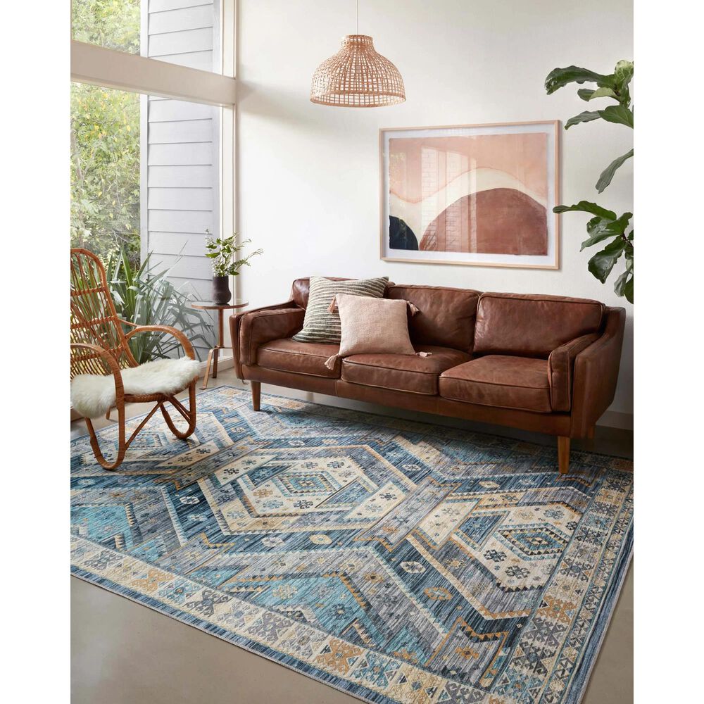 Loloi II Zion ZIO-02 5&#39; x 7&#39;6&quot; Ocean and Gold Area Rug, , large