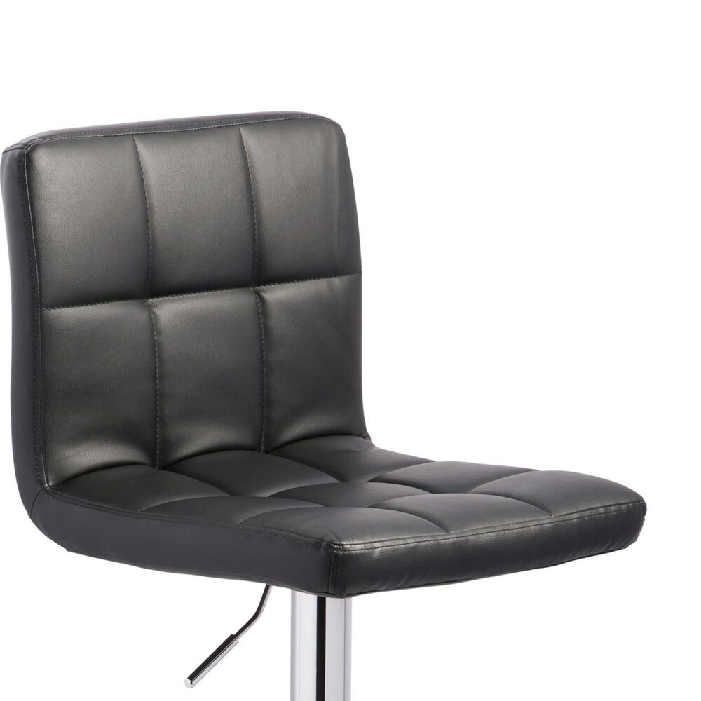 Ashley Adjustable Height Swivel Bar Stool with Black Cushion in Chrome, , large