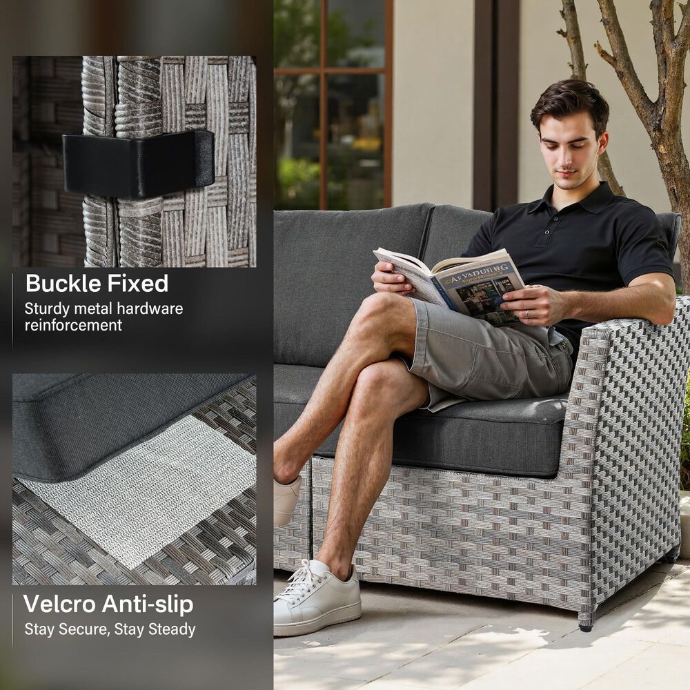 HOMLUX 12-Piece Patio Conversation Set in Black, , large