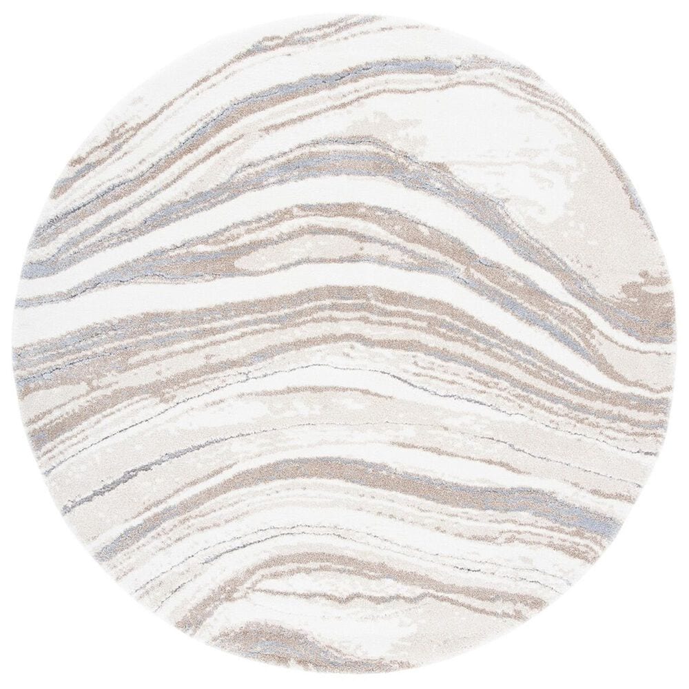 Safavieh Cyrus Shag CYR130A 6"7" Round Ivory and Grey Area Rug, , large