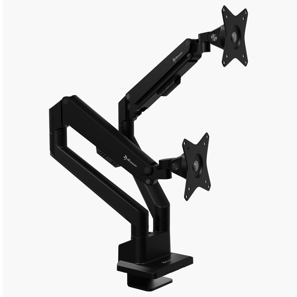 Arozzi Alzare Neo Duo Dual Arm Gas Spring Monitor Arm in Black, , large