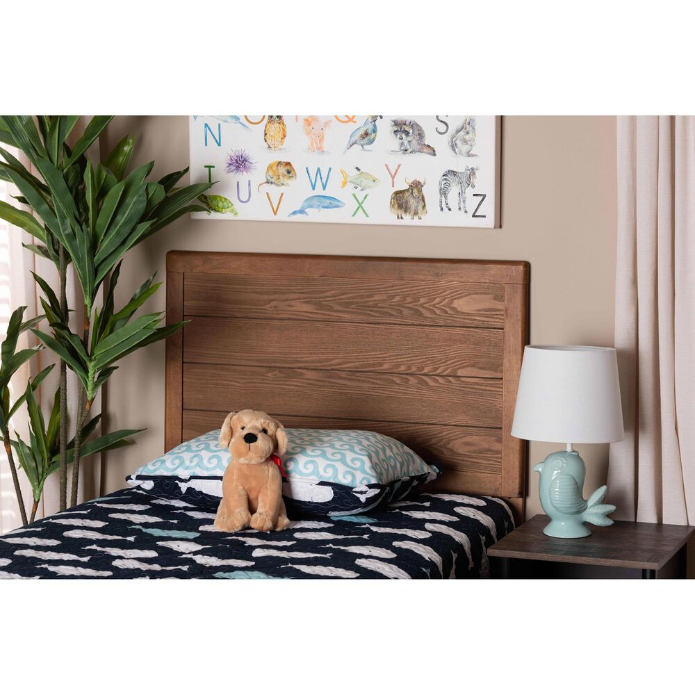 Baxton Studio Seren Twin Headboard in Ash Walnut, , large