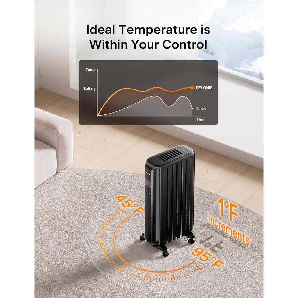 Pelonis Oil-Filled Radiant Tower Indoor Electric Heater with Thermostat and Remote, , large