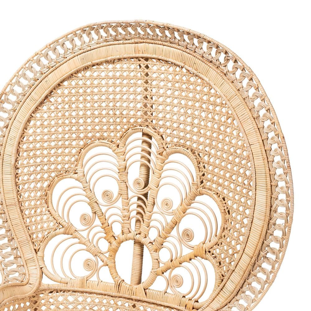 Baxton Studio Ediva Patio Accent Chair with Natural Brown Rattan in White, , large