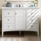 James Martin Vanities Palisades 48" Single Bathroom Vanity in Bright White with 3 cm Ethereal Noctis Quartz Top and Rectangular Sink, , large