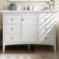 James Martin Vanities Palisades 48" Single Bathroom Vanity in Bright White with 3 cm Ethereal Noctis Quartz Top and Rectangular Sink, , large