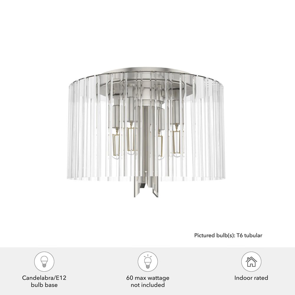 Hunter Gatz 4-Light Flush Mount in Brushed Nickel, , large