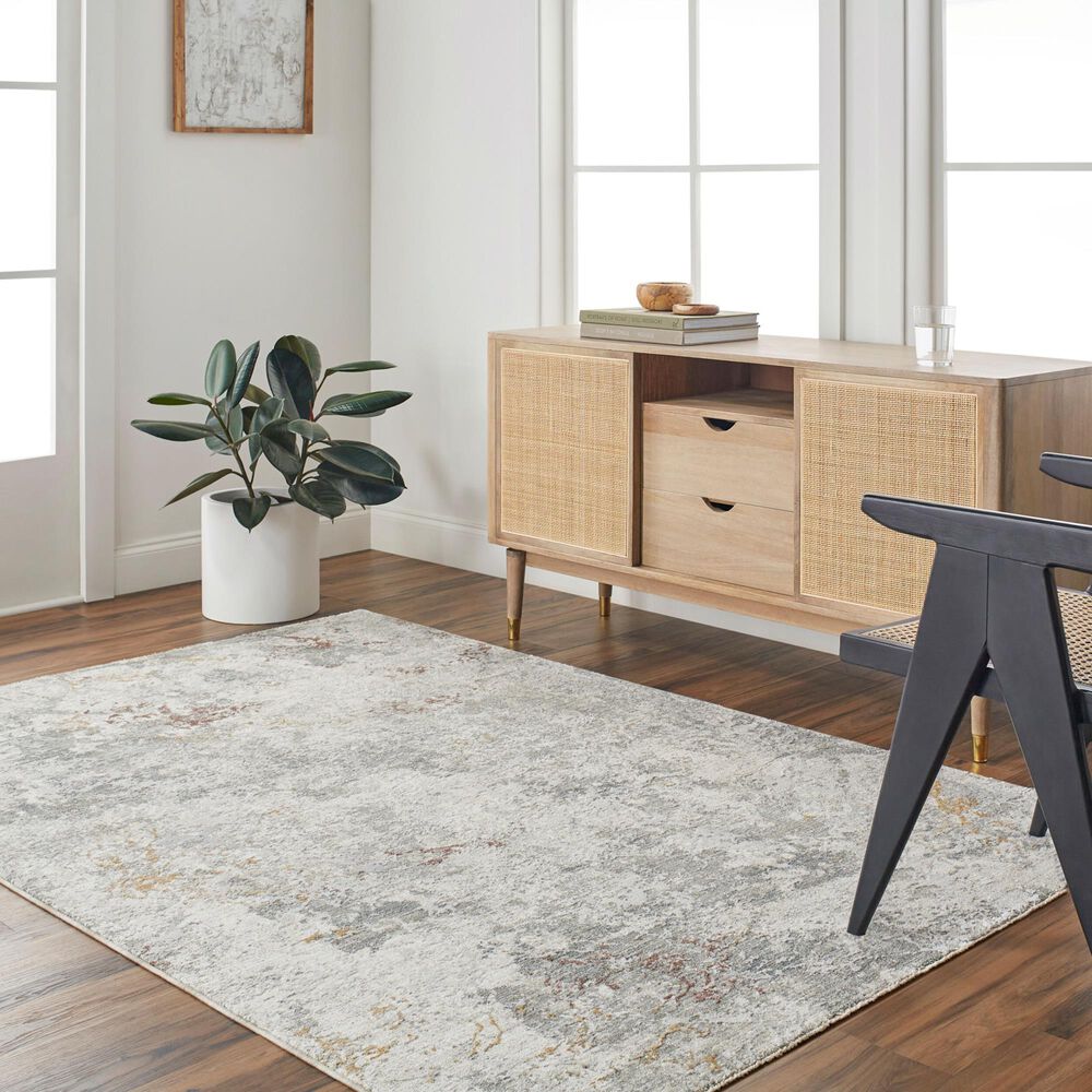 Surya Dresden White, Gray, Medium Gray, Light Slate, Rust and Mustard 9' x 12'2" Area Rug, , large
