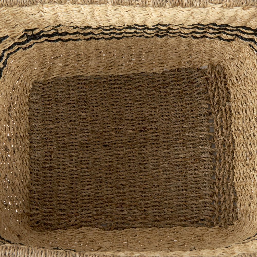 Mercana Emma Rectangular Basket in Light Brown and Black (Set of 2), , large