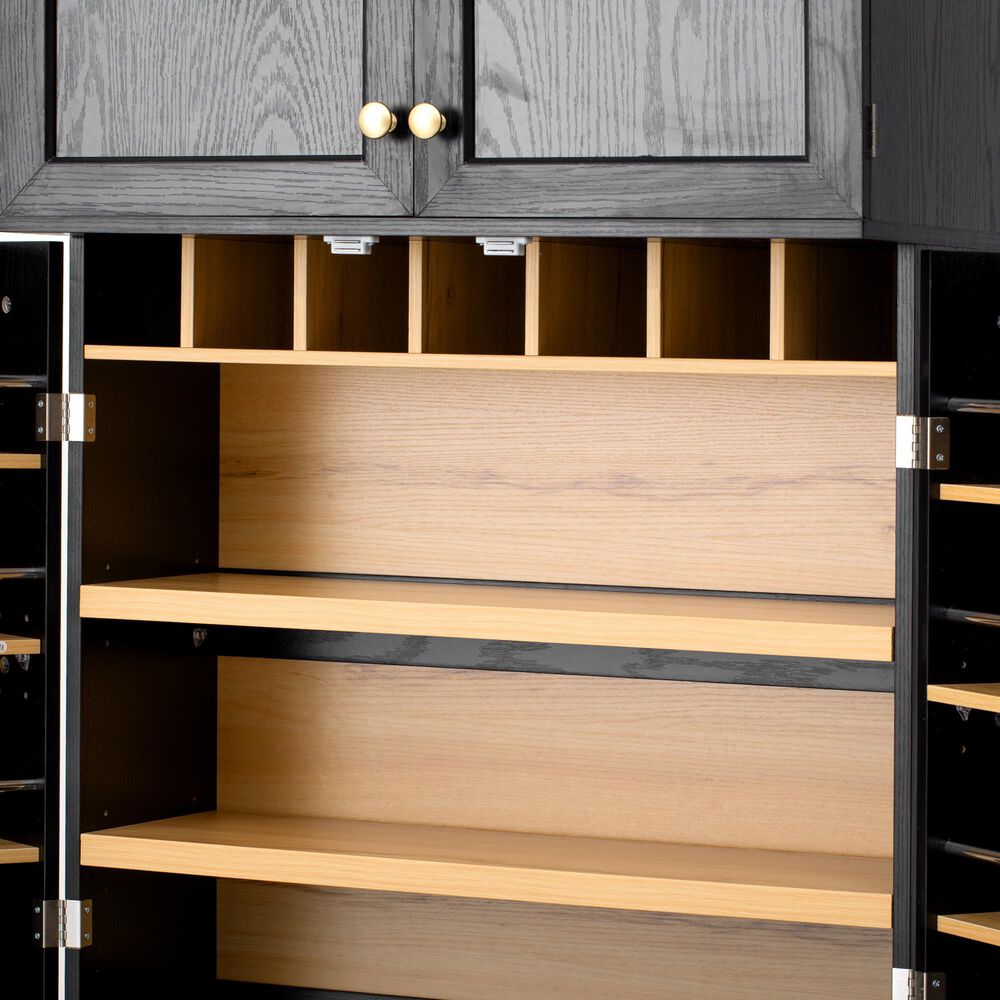 HOMLUX HOMLUX 78.2" Tall Farmhouse Kitchen Pantry Cabinet with 8 Door Shelves, Storage Cabinet with 4 Adjustable Shelves, Hidden Drawer, Wine Rack, Versatile Cupboard for Kitchen, Dining &amp; Bathroom, Ash Black, , large