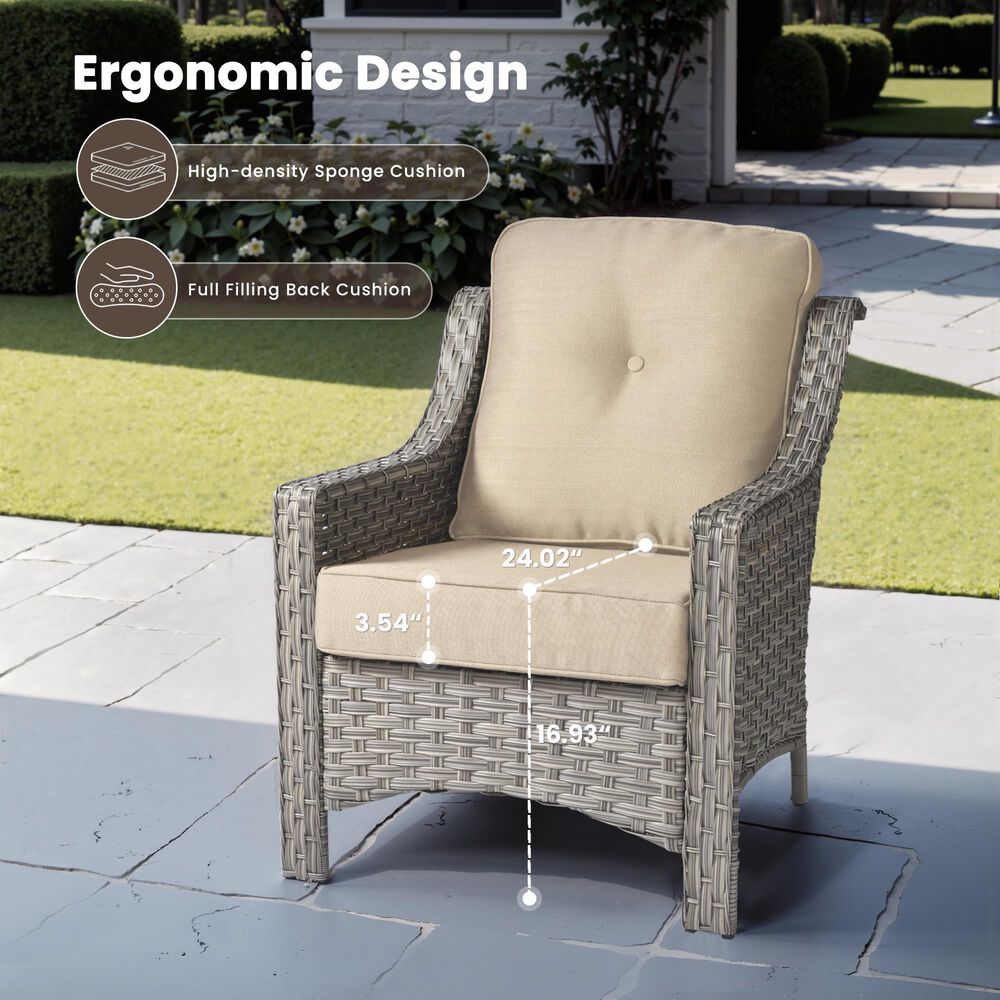 HOMLUX Outdoor Arm Chair in Beige (Set of 2), , large