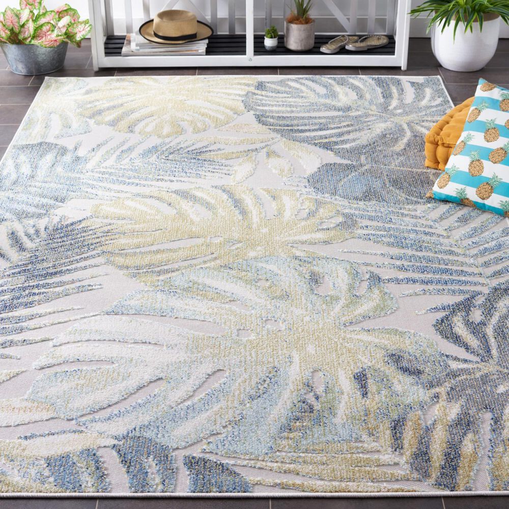 Safavieh Sarasota 5&#39;3&quot; x 7&#39;7&quot; Light Green and Ivory Indoor/Outdoor Area Rug, , large