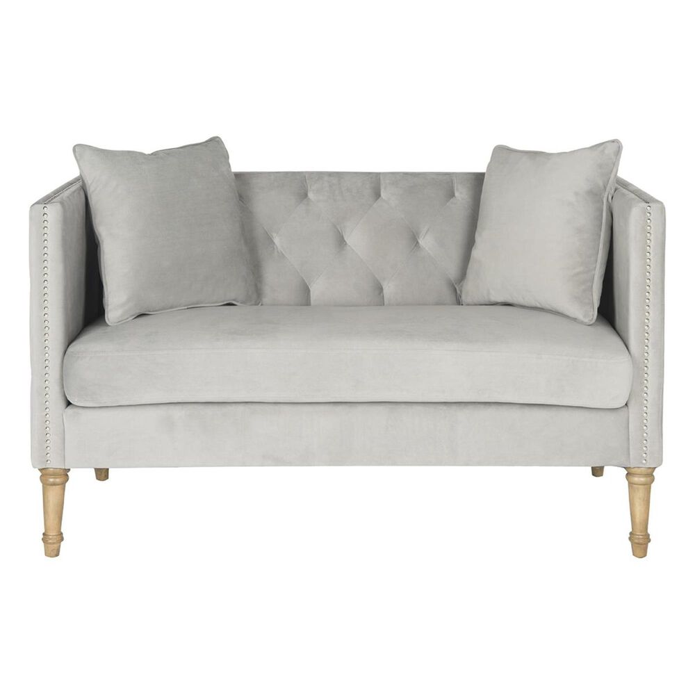 Safavieh Sarah Tufted Settee with Pillows in Grey, , large
