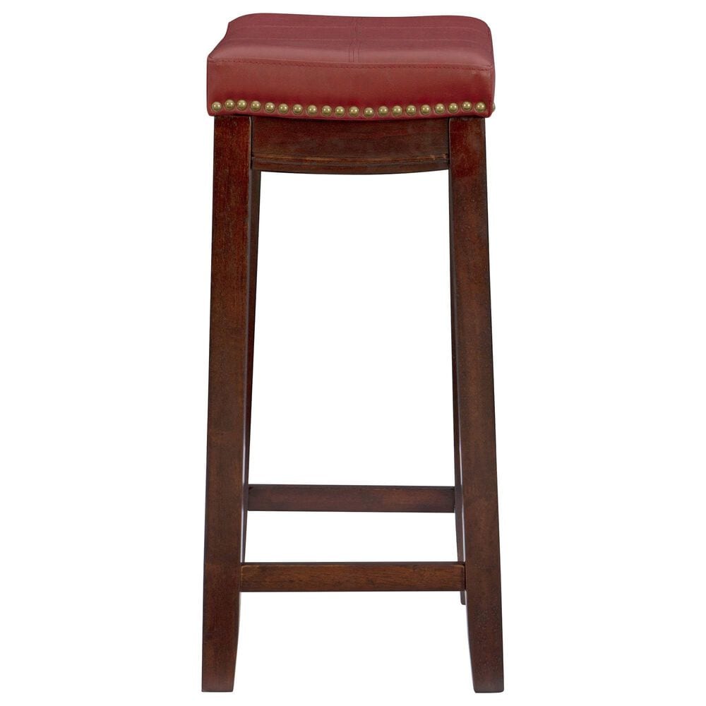 Linon Home Decor Claridge Counter Stool with Red Cushion in Dark Brown, , large