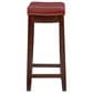 Linon Home Decor Claridge Counter Stool with Red Cushion in Dark Brown, , large