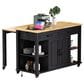HOMLUX 47" Kitchen Island with Extendable Dining Table in Black and Natural, , large