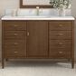 James Martin Vanities Myrrin 48" Vanity in Mid-Century Walnut with Single Hole and 3 cm White Zeus Quartz Top & Backsplash, , large